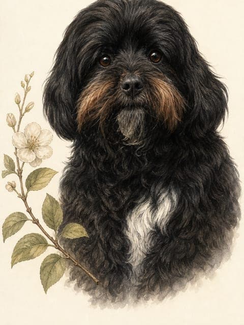Marktportret: hond in de stijl Botanical Plate