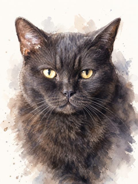 Marktportret: kat in de stijl Soft Aquarelle